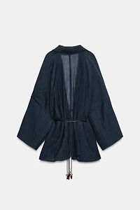WRINKLED EFFECT SEMI-SHEER JACKET