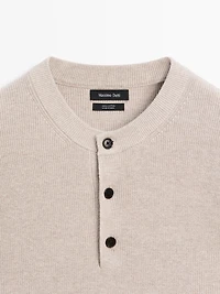 100% cotton knit henley sweater