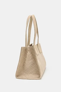 SAC SHOPPER EN CUIR DAIM TRESSÉ
