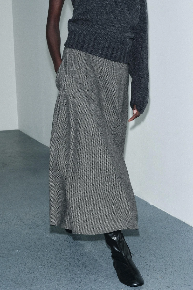 PLAID WOOL CAPE SKIRT ZW COLLECTION