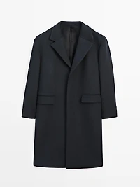 Long wool blend coat with lapel - LIMITED
