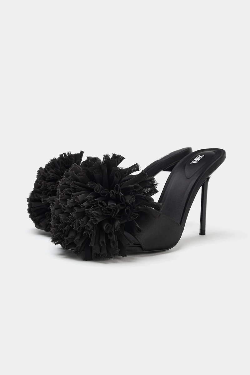 MAXI POMPOM SLINGBACK SANDALS