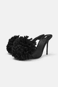 MAXI POMPOM SLINGBACK SANDALS