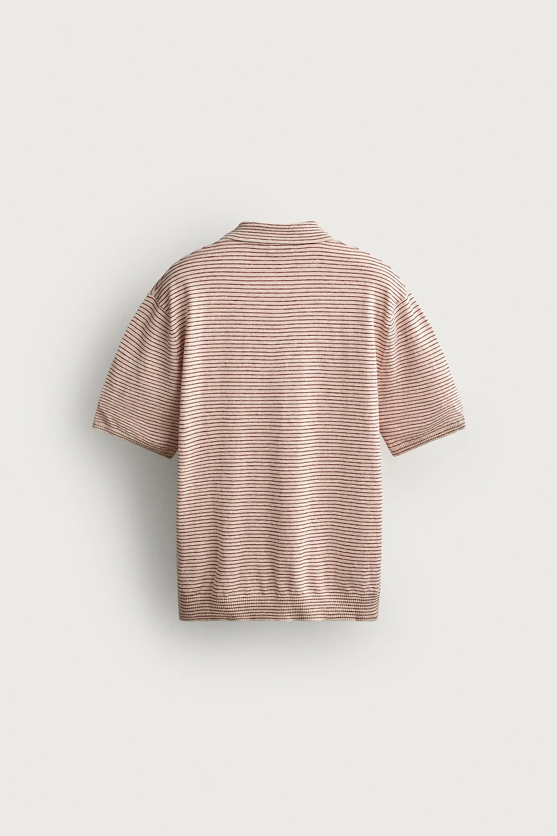 STRIPED JACQUARD KNIT POLO