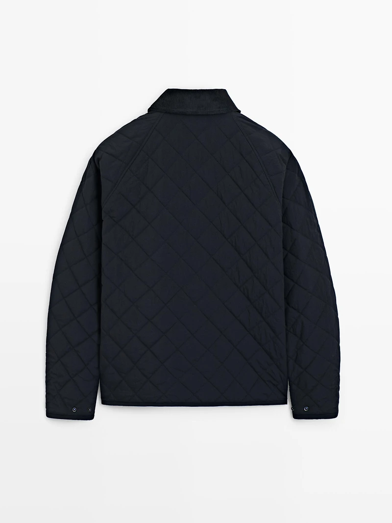 Veste matelassée col en velours côtelé