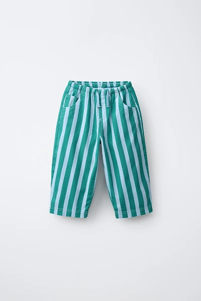 STRIPED COTTON LINEN PANTS
