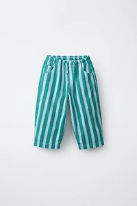 STRIPED COTTON LINEN PANTS