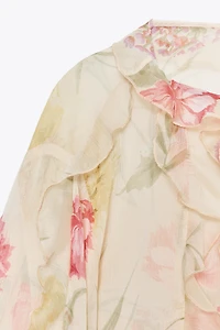 CHEMISE SEMI-TRANSPARENTE À IMPRIMÉ FLORAL