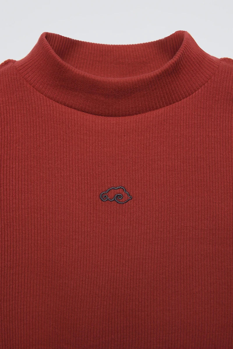 T-SHIRT CÔTELÉ BRODÉ