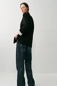 ROLL-UP SLEEVE PRINTED CUFF BLAZER