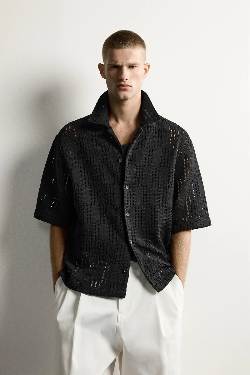OPEN-KNIT RELAXED FIT SHIRT