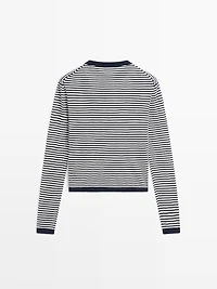 Striped cotton and silk knit sweater