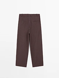Darted pinstripe trousers