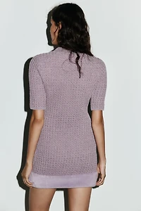 TEXTURED FAUX FUR DRESS