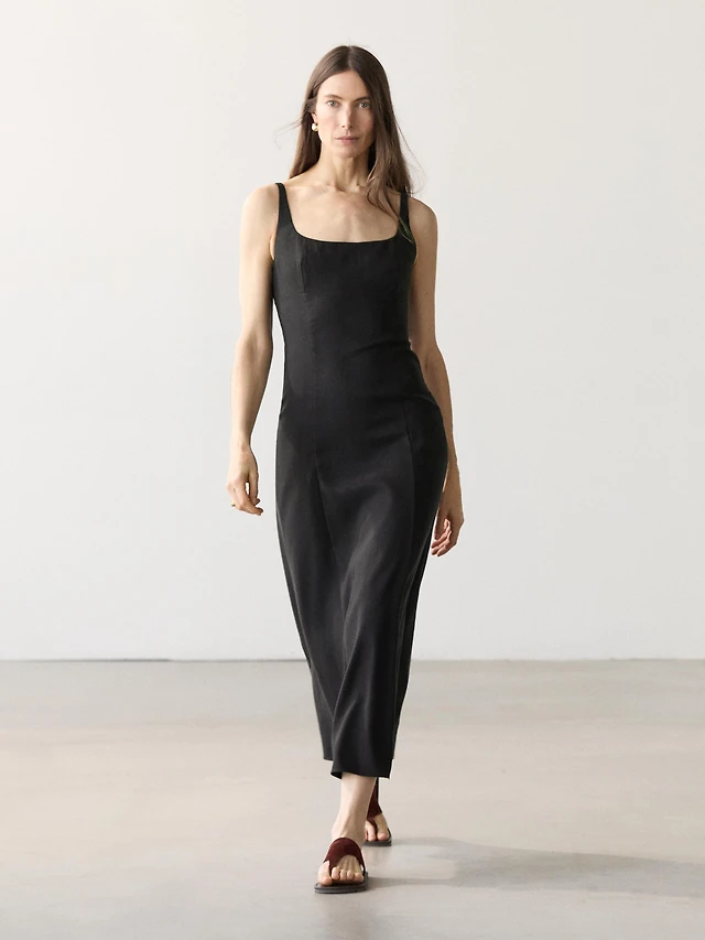 Zara ASYMMETRIC CUT OUT LINEN MIDI DRESS | Place Rosemre Zara ASYMMETRIC CUT OUT LINEN MIDI DRESS | Place Rosemre