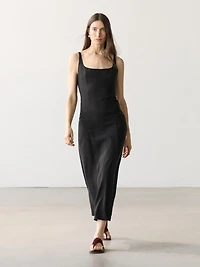 Strappy linen midi dress