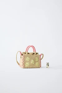 FAUX RAFFIA FLOWER BAG