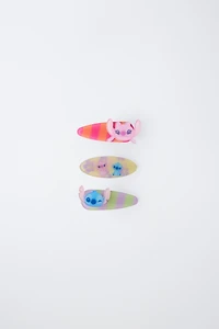 THREE-PACK LILO & STITCH STRIPED HAIR CLIPS