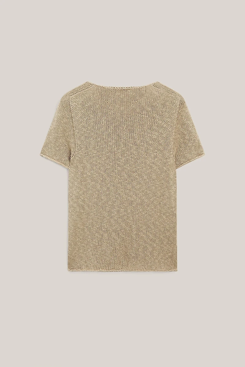Textured short sleeve linen blend sweater - LIMITED EDITION