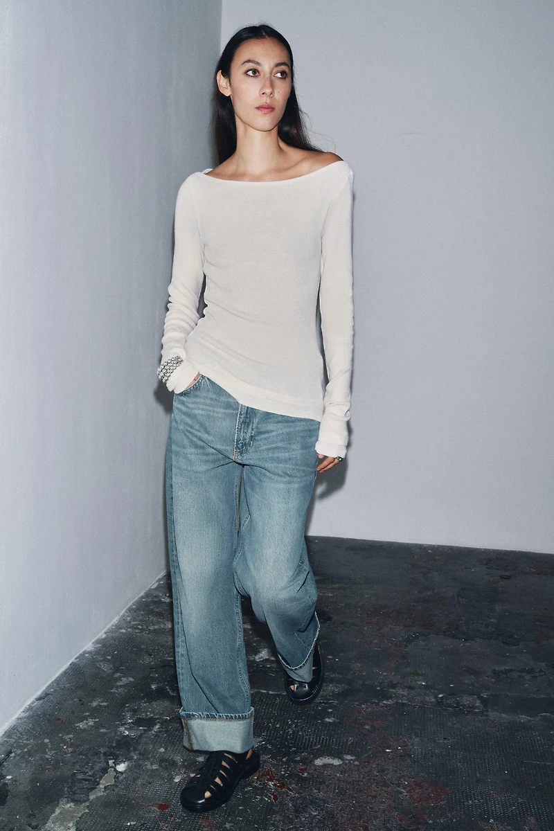 RIBBED BOATNECK T-SHIRT