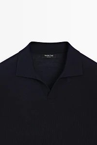 Polo en maille de laine mélangée à manches courtes
