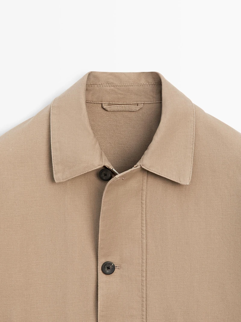 Linen blend jacket with pocket details