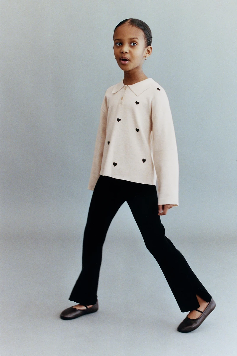 FLARE KNIT LEGGINGS WITH BOWS