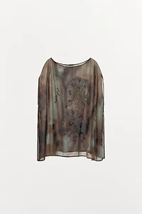 BEADED PRINT TOP