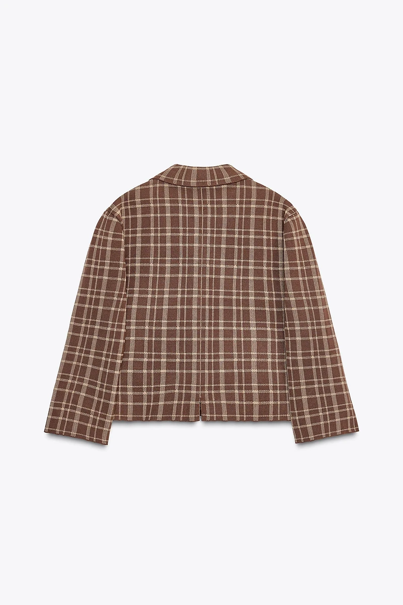 PLAID KNIT CARDIGAN