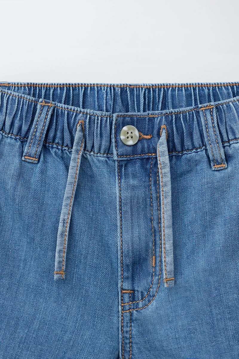DENIM SHORTS WITH COTTON AND LINEN