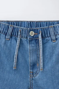 DENIM SHORTS WITH COTTON AND LINEN