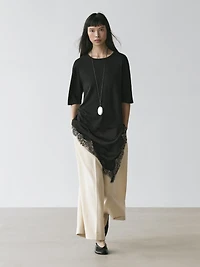 Dress with contrast lace detail