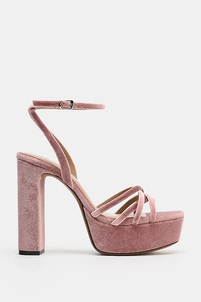 VELVET EFFECT PLATFORM SANDALS