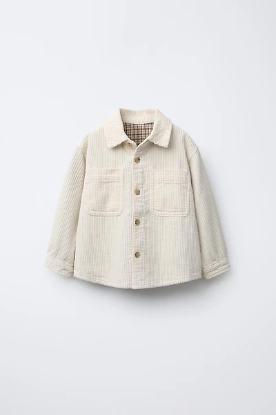PLAID LINED CORDUROY OVERSHIRT
