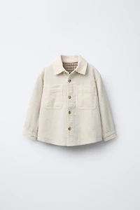 PLAID LINED CORDUROY OVERSHIRT
