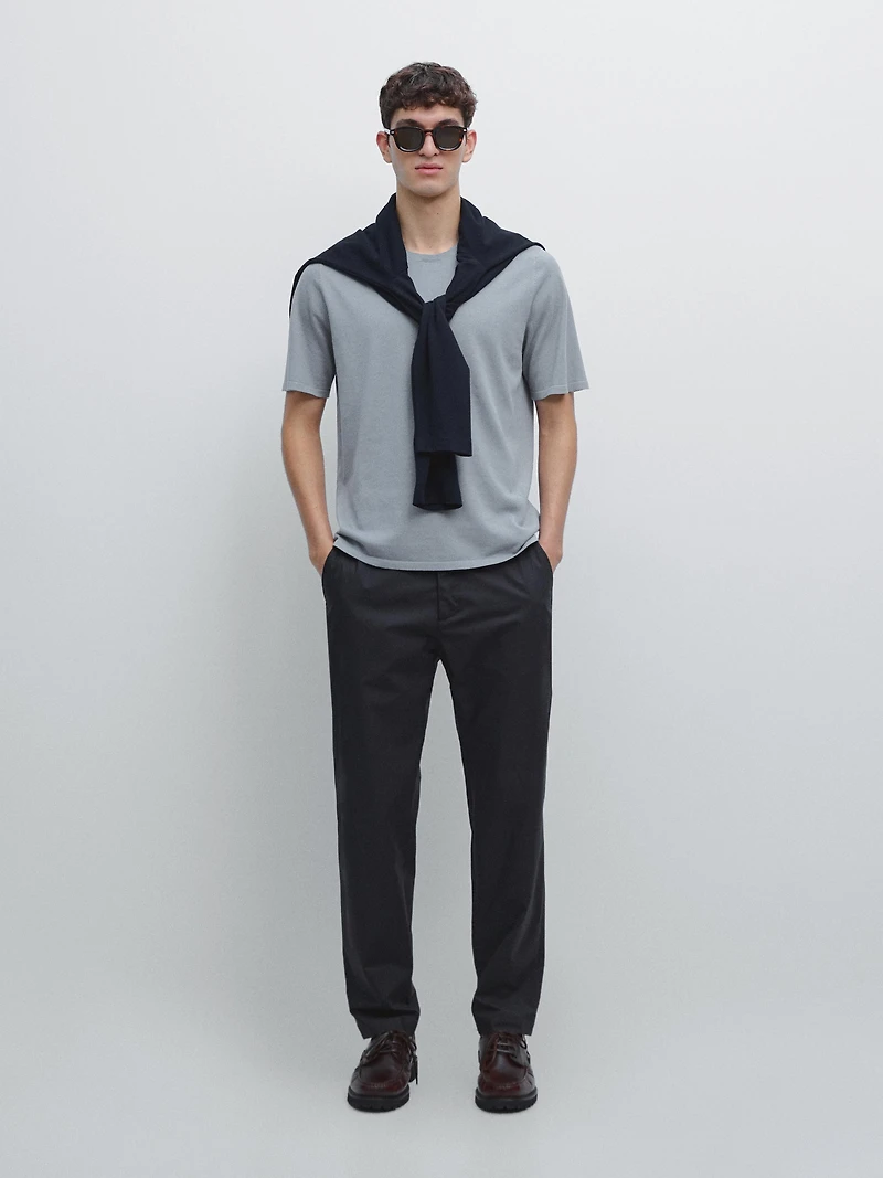 T-shirt en maille de coton mélangé