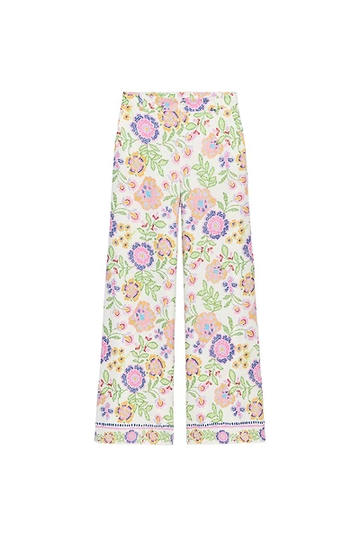 PANTALON À IMPRIMÉ FLEURI AVEC LIN