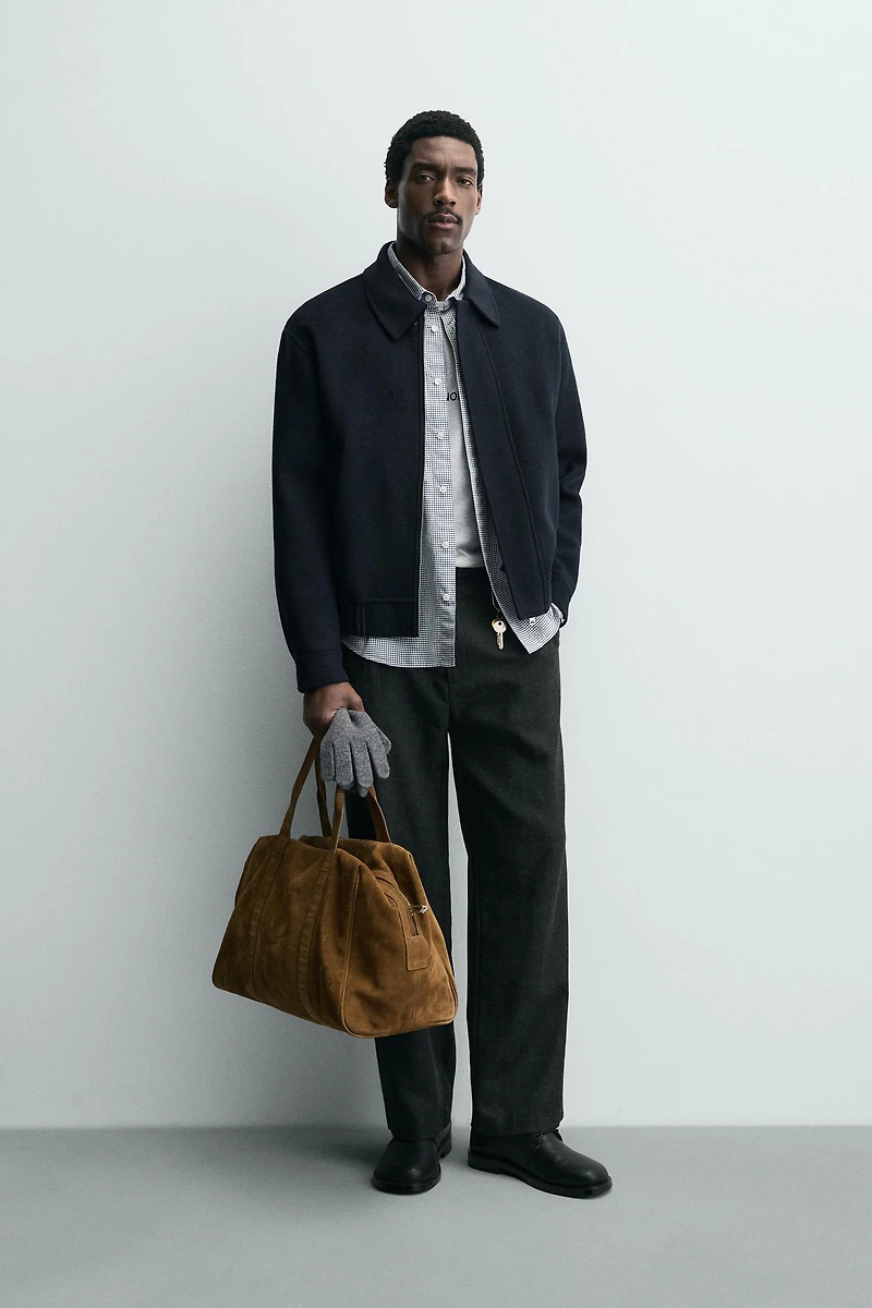 WOOL BLEND CROPPED FIT OVERSHIRT