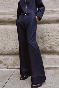 CONTRAST TOPSTITCHING BOOTCUT PANTS