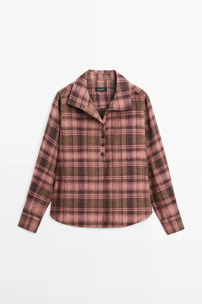 Chemise fluide à carreaux 100 % lin