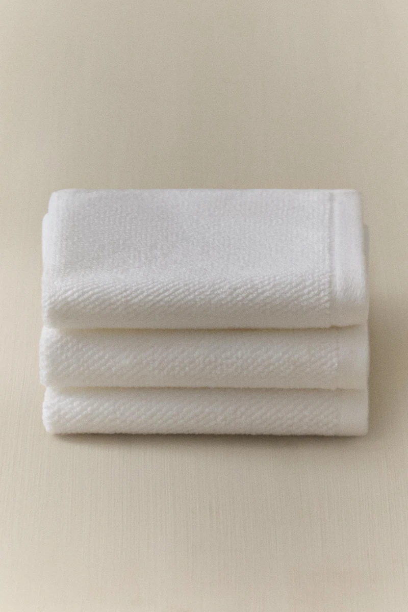 LOT DE 3 SERVIETTES TOILETTE EN COTON POINT RIZ