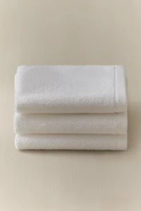 LOT DE 3 SERVIETTES TOILETTE EN COTON POINT RIZ