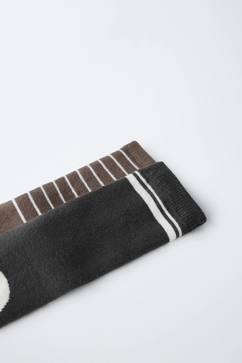 LOT DE DEUX PAIRES CHAUSSETTES ANTIDÉRAPANTES CITROUILLE ET TÊTE MORT