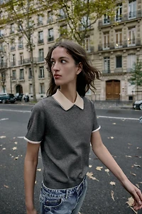 SHORT SLEEVE LACE POLO SHIRT