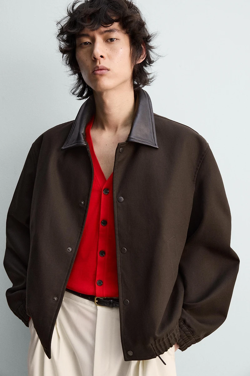 BLOUSON RELAXED FIT À COL BIMATIÈRE