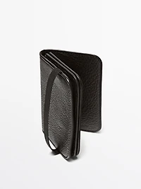Porte-cartes à rabat en cuir nappa