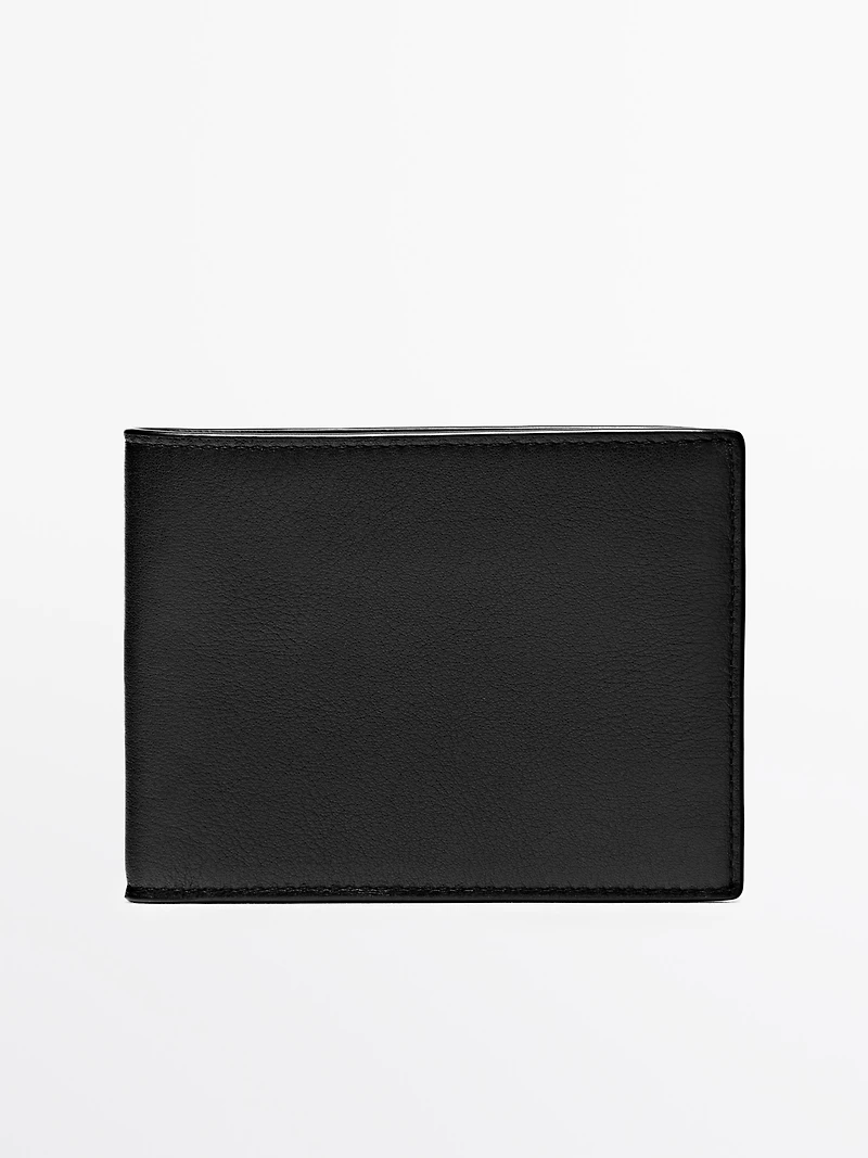 Portefeuille format paysage en cuir nappa avec compartiment pièces