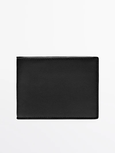 Portefeuille format paysage en cuir nappa avec compartiment pièces