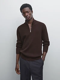 Mock neck knit sweater