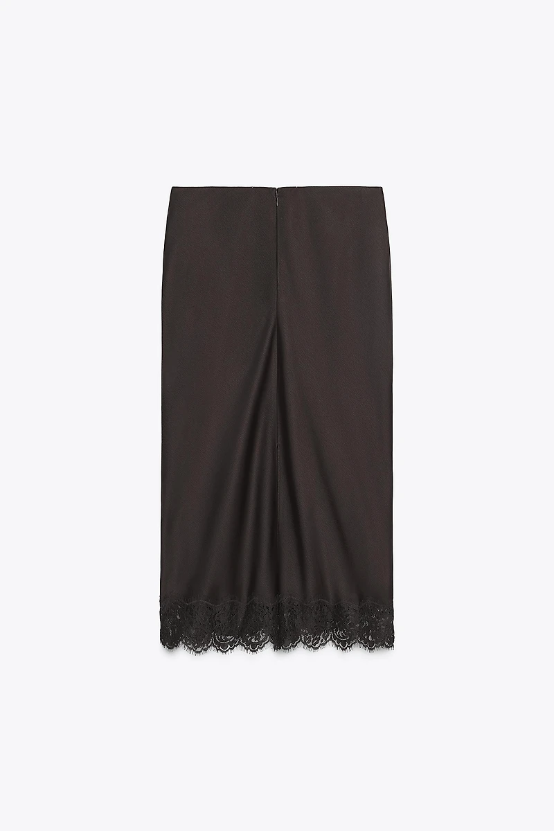 SATIN EFFECT LACE SKIRT ZW COLLECTION